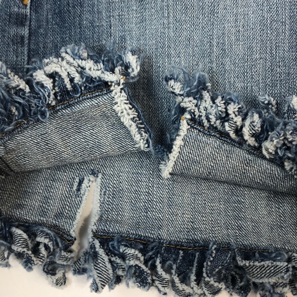 🌻 Ann Taylor LOFT Fringe Hem Distressed Skirt - Picture 6 of 8